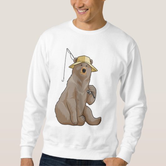 Bear beim Angeln mit Angelrute Sweatshirt (Vorderseite)