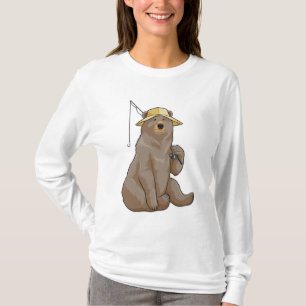 Bear beim Angeln mit Angelrute T-Shirt