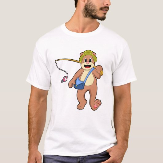 Bear beim Angeln mit Angelrute T-Shirt (Vorderseite)