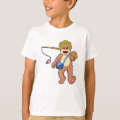 Bear beim Angeln mit Angelrute T-Shirt (Vorderseite)