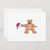 Bear beim Malen mit Pinsel und Farbe Postkarte (Vorne/Hinten)