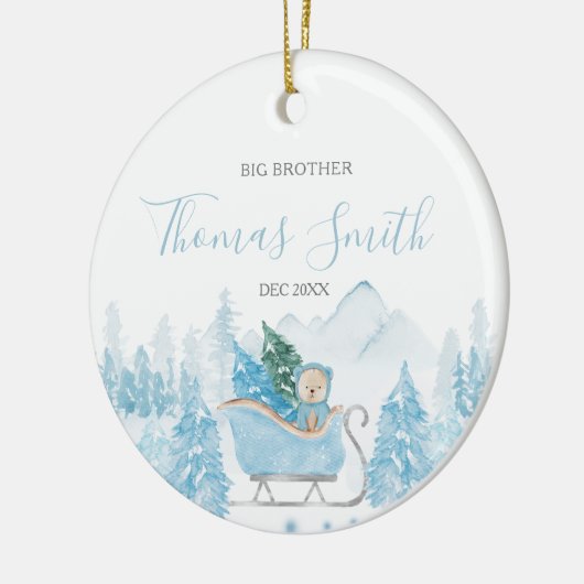 Bear Big Brother Winter Wald Berg Keramik Ornament (Links)