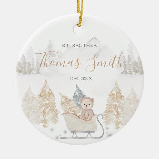 Bear Big Brother Winterwald Keramik Ornament (Vorne)