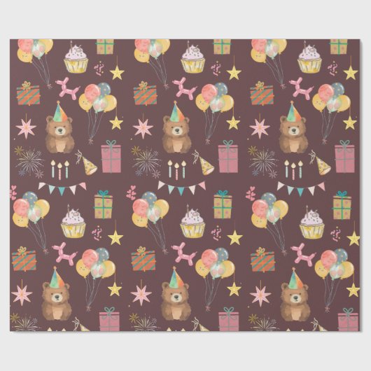 Bear Birthday Geschenkpapier (Flach)