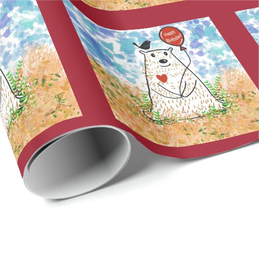 Bear Birthday Geschenkwrap Geschenkpapier (Rolleneckpunkt)