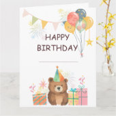 Bear Birthday Karte (Gelbe Blume)