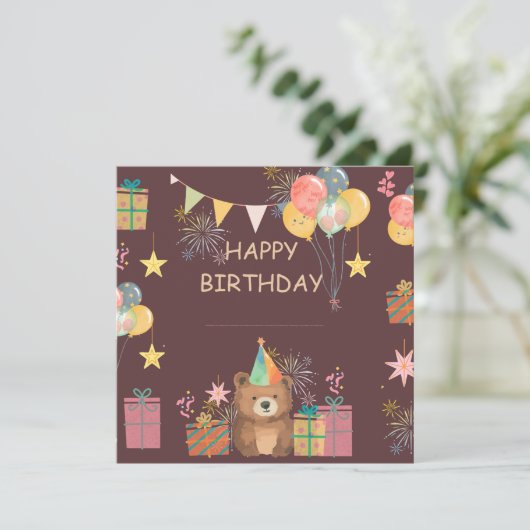 Bear Birthday Karte (Stehend Vorderseite)