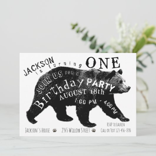 Bear Birthday Party Einladungen (Stehend Vorderseite)