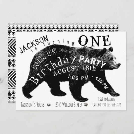 Bear Birthday Party Einladungen (Vorne/Hinten)