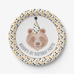 Bear Birthday Party Paper Teller Watercolor Teddy
