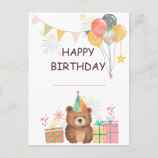 Bear Birthday Postkarte (Vorderseite)