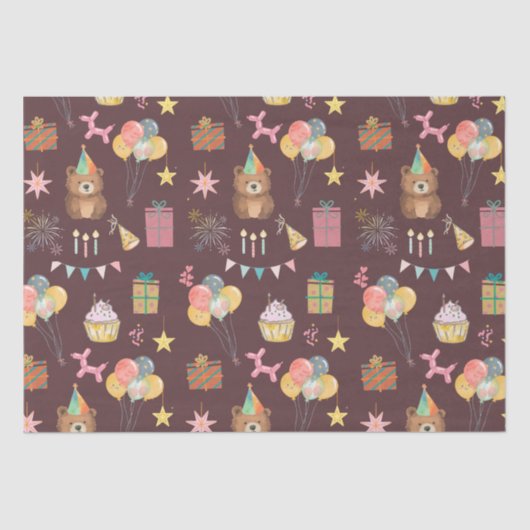 Bear Birthday Seidenpapier (Vorderseite)
