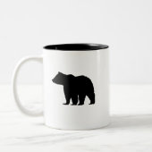 Bear Black Silhouette Mounving Zweifarbige Tasse (Links)