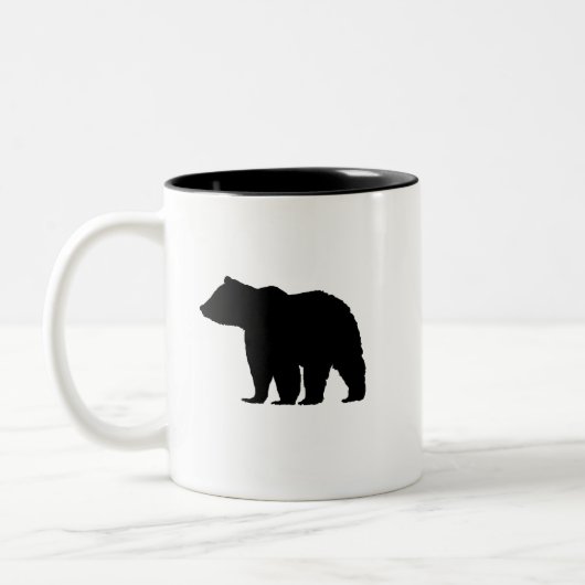 Bear Black Silhouette Mounving Zweifarbige Tasse (Links)