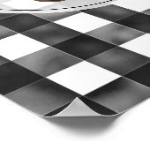 Bear Black + White Gingham Baby Kinderzimmer Poster (Ecke)