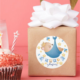 Bear Blue Baby Shower Baby Boy Runder Aufkleber