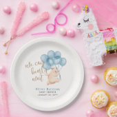 Bear Blue Balloon Baby Showdusche Niedlich warten Pappteller (Party)