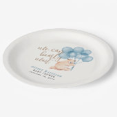 Bear Blue Balloon Baby Showdusche Niedlich warten Pappteller (Schrägansicht)