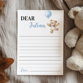 Bear Blue Balloon Time Capsule Note Card Dankeskarte