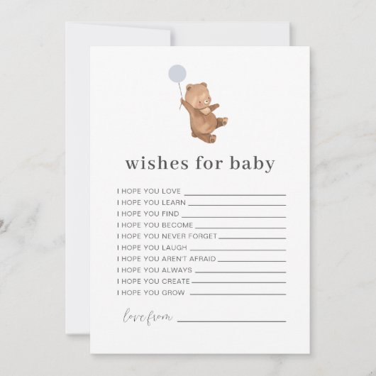 Bear Blue Balloon wünscht eine Babykarte Einladung (Vorderseite)