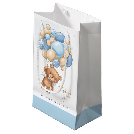 Bear Blue Balloons Baby Showbeutel Kleine Geschenktüte (Vorderseite Schrägansicht)