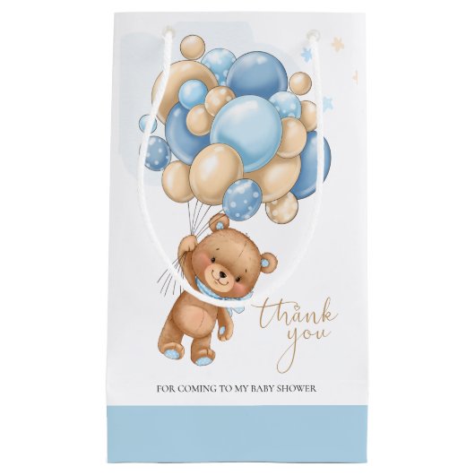 Bear Blue Balloons Baby Showbeutel Kleine Geschenktüte (Vorderseite)