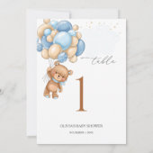 Bear Blue Balloons Babydusche Tischnummer 5" x 7 (Rückseite)