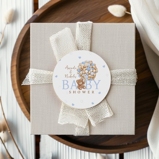 Bear Blue Bearly wait Baby Dusche Runder Aufkleber