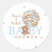 Bear Blue Bearly wait Baby Dusche Runder Aufkleber (Vorderseite)