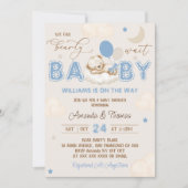 Bear Blue Bearly Wait Boy Baby Dusche Einladung (Vorderseite)