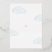 Bear Blue Boy Baby Dusche Gold Folieneinladung (Rückseite)