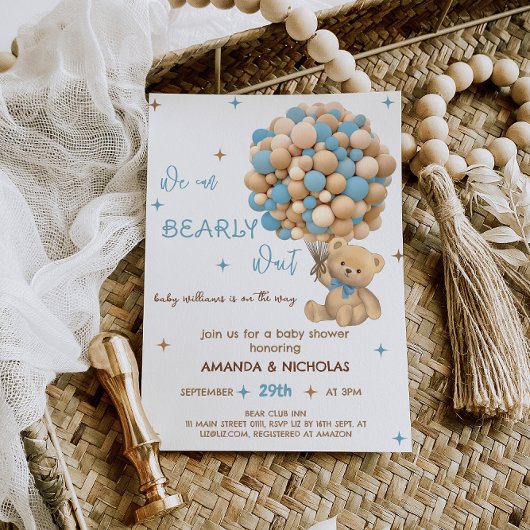 Bear Blue Boy Dusche warten Einladung