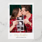 Bear Blue Boy Foto Babydusche Folieneinladung (Rückseite)