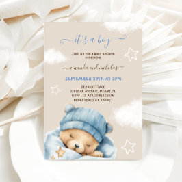 Bear Blue Boy Winter Baby Dusche Einladung