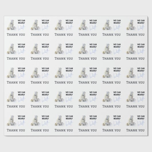 Bear Blue Boy Winter Baby Showdusche Geschenkpapier (Flach)