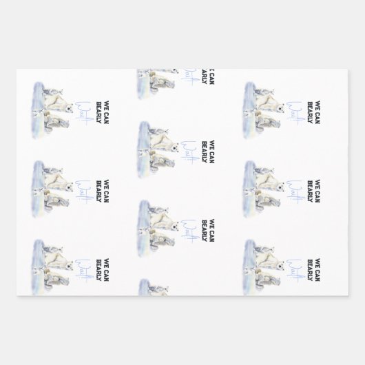 Bear Blue Boy Winter Baby Showdusche Geschenkpapier Set (Vorderseite 2)