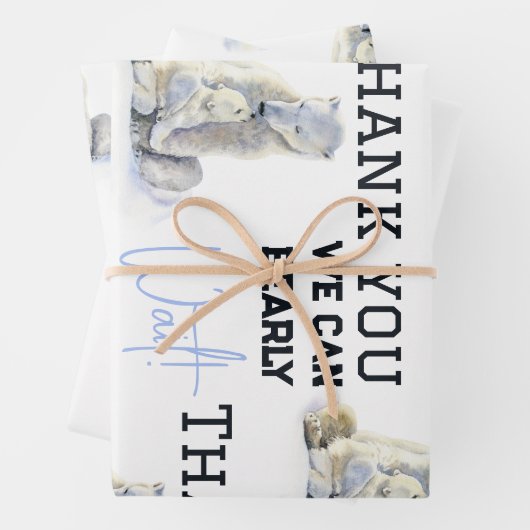 Bear Blue Boy Winter Baby Showdusche Geschenkpapier Set (Beispiel)