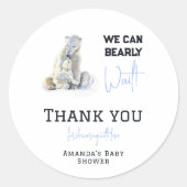 Bear Blue Boy Winter Baby Showdusche Runder Aufkleber (Vorderseite)