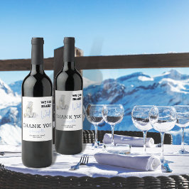 Bear Blue Boy Winter Baby Showdusche Weinetikett