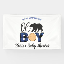 Bear blue Buffalo Kariert Baby Dusche Banner
