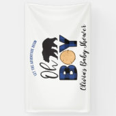 Bear blue Buffalo Kariert Baby Dusche Banner (Vertikal)