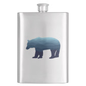 Bear Blue Forest Mountains Flachmann (Vorderseite)