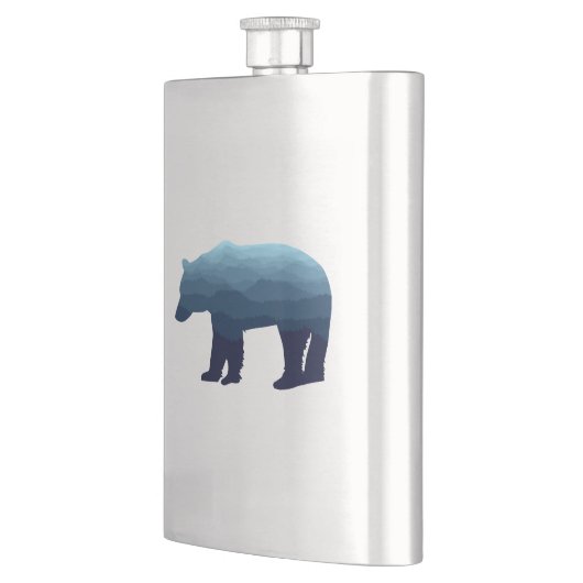 Bear Blue Forest Mountains Flachmann (Links)