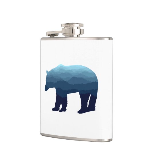 Bear Blue Forest Mountains Flachmann (Links)