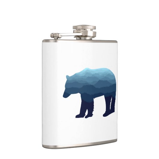 Bear Blue Forest Mountains Flachmann (Rechts)