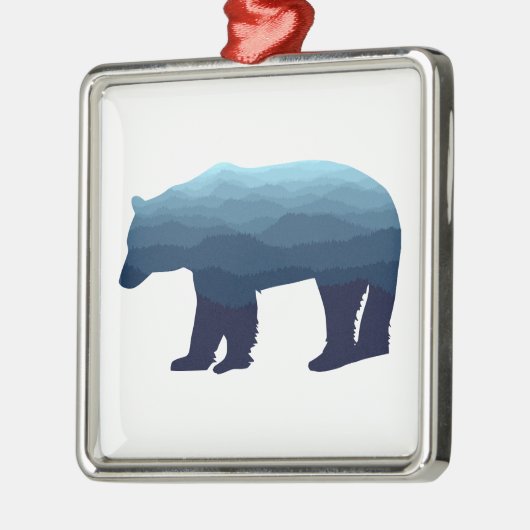 Bear Blue Forest Mountains Ornament Aus Metall (Links)