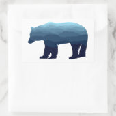 Bear Blue Forest Mountains Rechteckiger Aufkleber (Tasche)