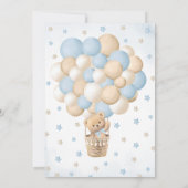 Bear Blue Hot Air Ballon Boy Baby Dusche Einladung (Rückseite)