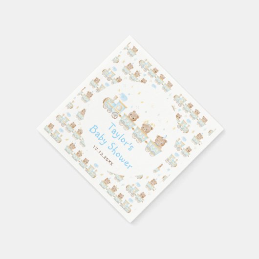 Bear Blue Train Baby Dusche Serviette (Ecke)