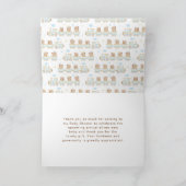 Bear Blue Train Baby Dusche Vielen Dank Dankeskarte (Innenseite)